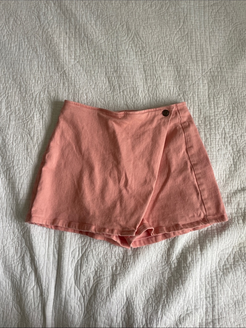 entro Pink Wrap-Front Skort with Button Detail